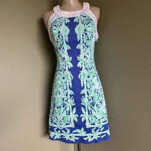 Lilly Pulitzer Navy Blue Halter Mini with Mint Green Floral